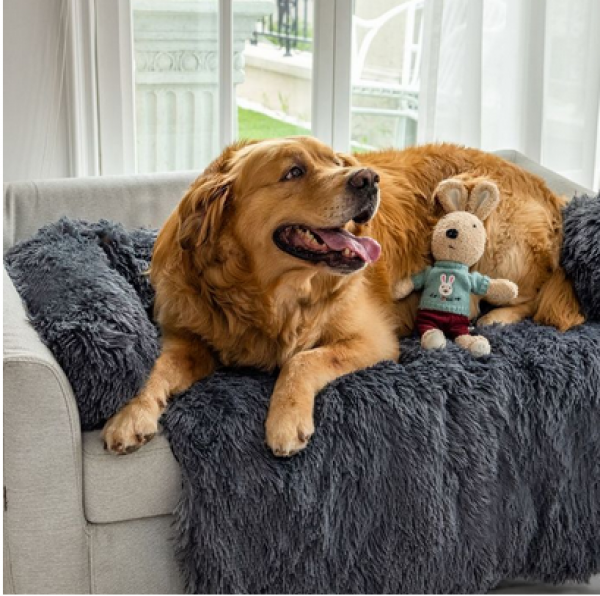 Topmast Hundematte Comfy - Flauschiges Plüsch-Hundebett - Größe L - 115 x 95 cm-Anthrazit